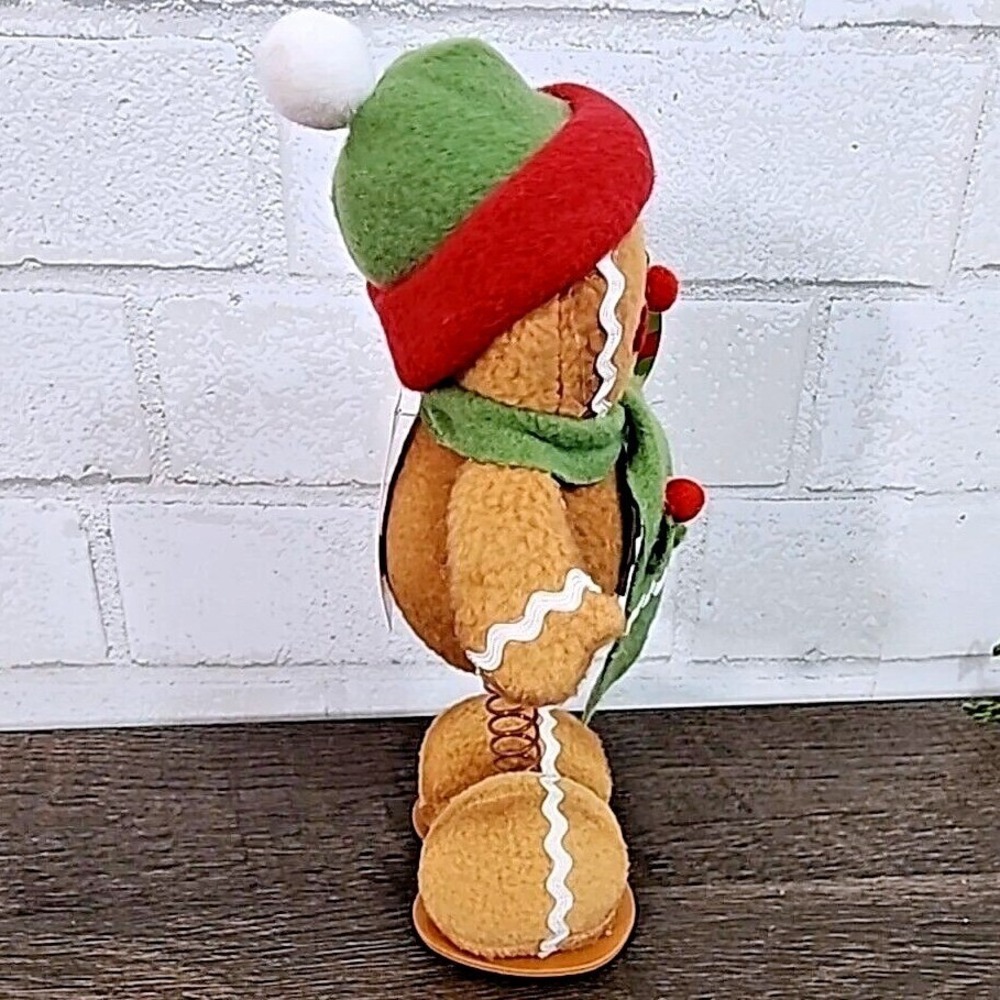 Gingerbread Man Plush Shelf Sitter Wiggler Christmas Tabletop Home Decor 9" NEW - Picture 5 of 8